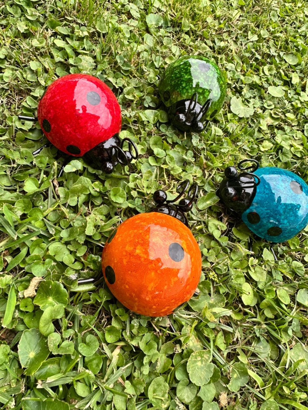 Colorful Metal Ladybug Garden decor (set of 4)